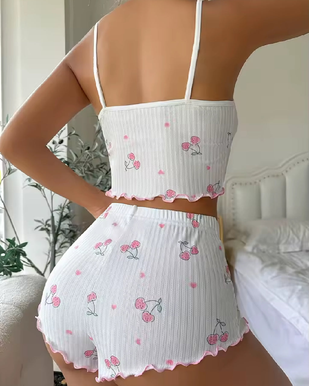 Cherry Blossom Shorts_Cami Set Back - Bespose