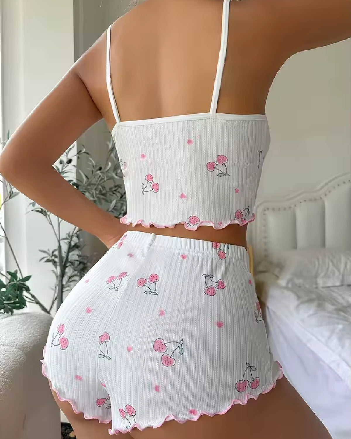 Cherry Blossom Shorts_Cami Set Back - Bespose