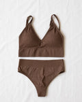 Comfort Seamless Ribbed Bralette Set DarkBronw - Bespose
