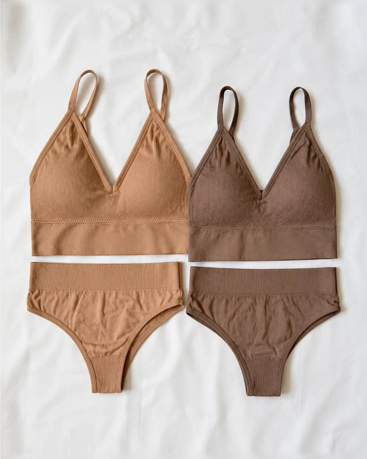 Comfort Seamless Ribbed Bralette Set Front - Bespose