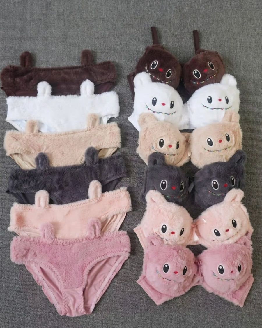 Cute Fluffy Bunny Bra And Panty Set - Bespose
