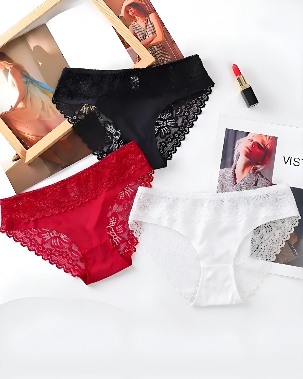 Fan Lace Sheer Half Net Cotton Panty - Bespose