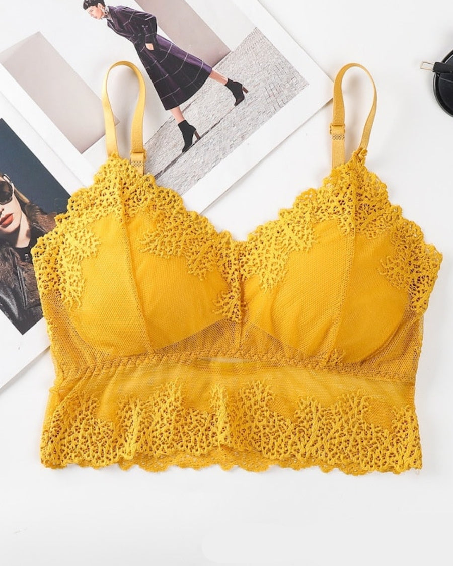 Flower Net Bralette Yellow - Bespose