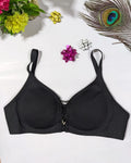 Front Lace Up Seamless Padded Bra Black - Bespose