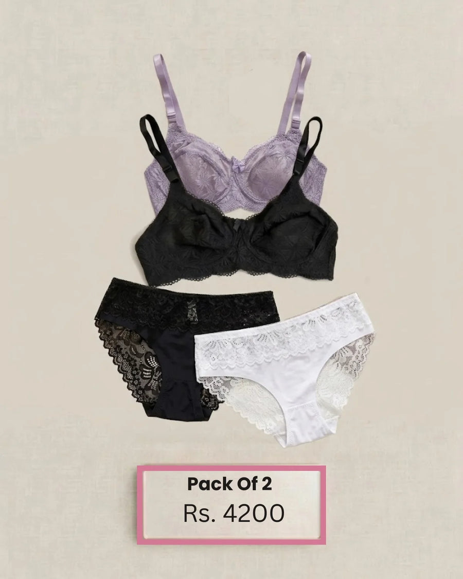 Pack Of 2 Lace Bra And Panty Set In Pakistan - Bespose