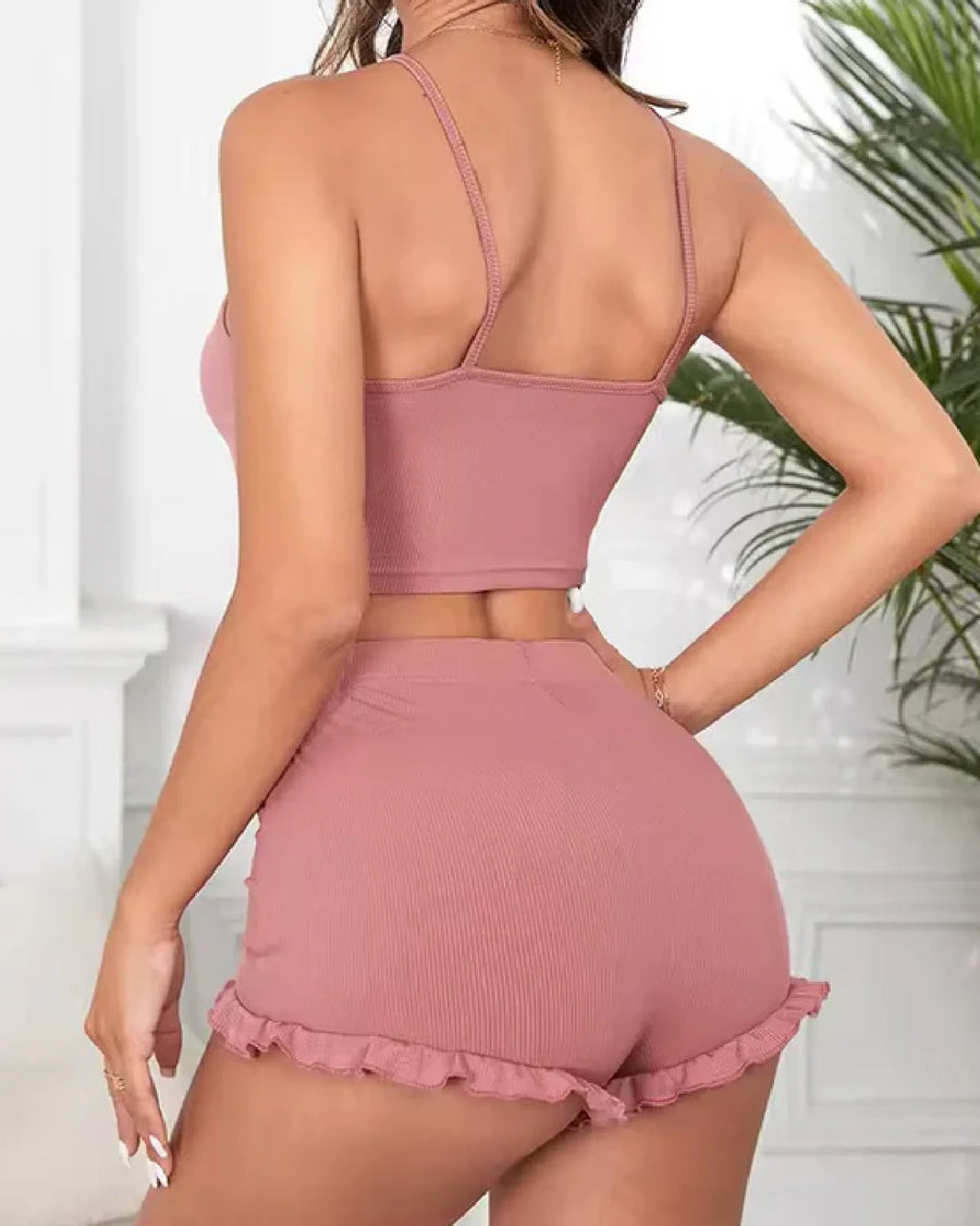 Plain Short And Cami Set Back View - Bespose