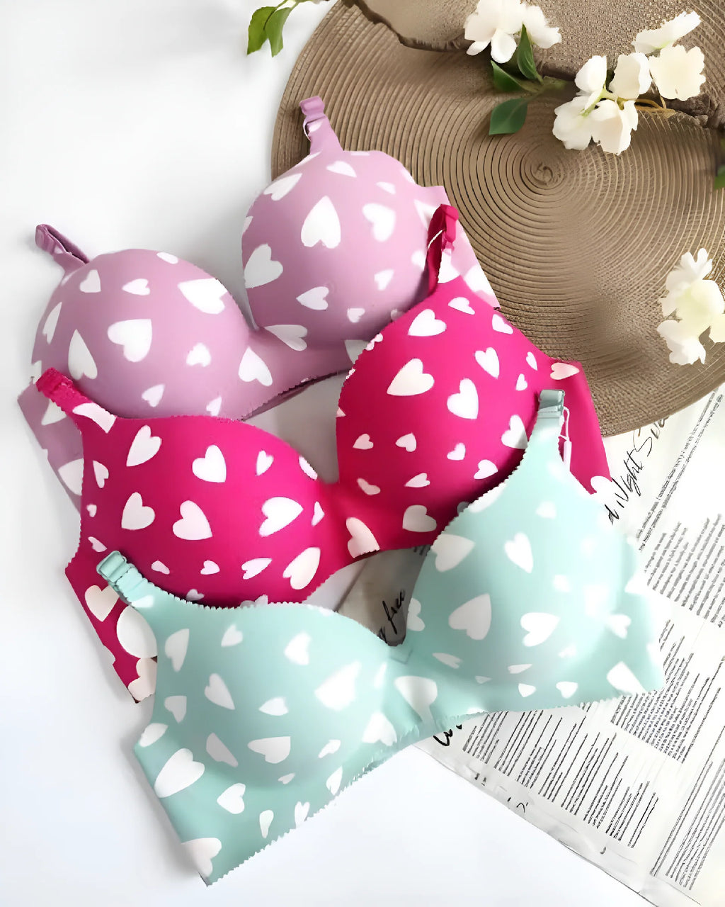 Seamless Heart Design Soft Push-up Bra Front Side - Bespose