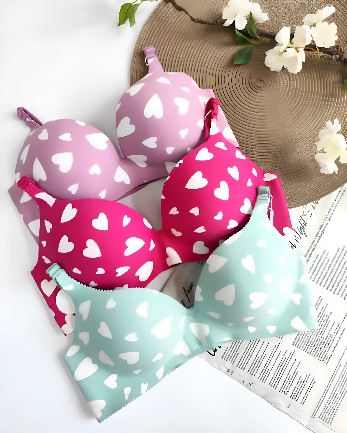 Seamless Heart Design Soft Push-up Bra Front Side - Bespose
