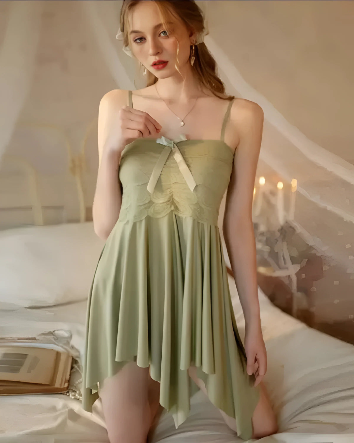 Sexy Bowknot Lace Nightdress in Pakistan - Bespose