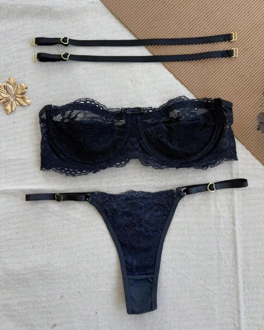 Shop The Navy Blue Lace Lingerie Set - Bespose