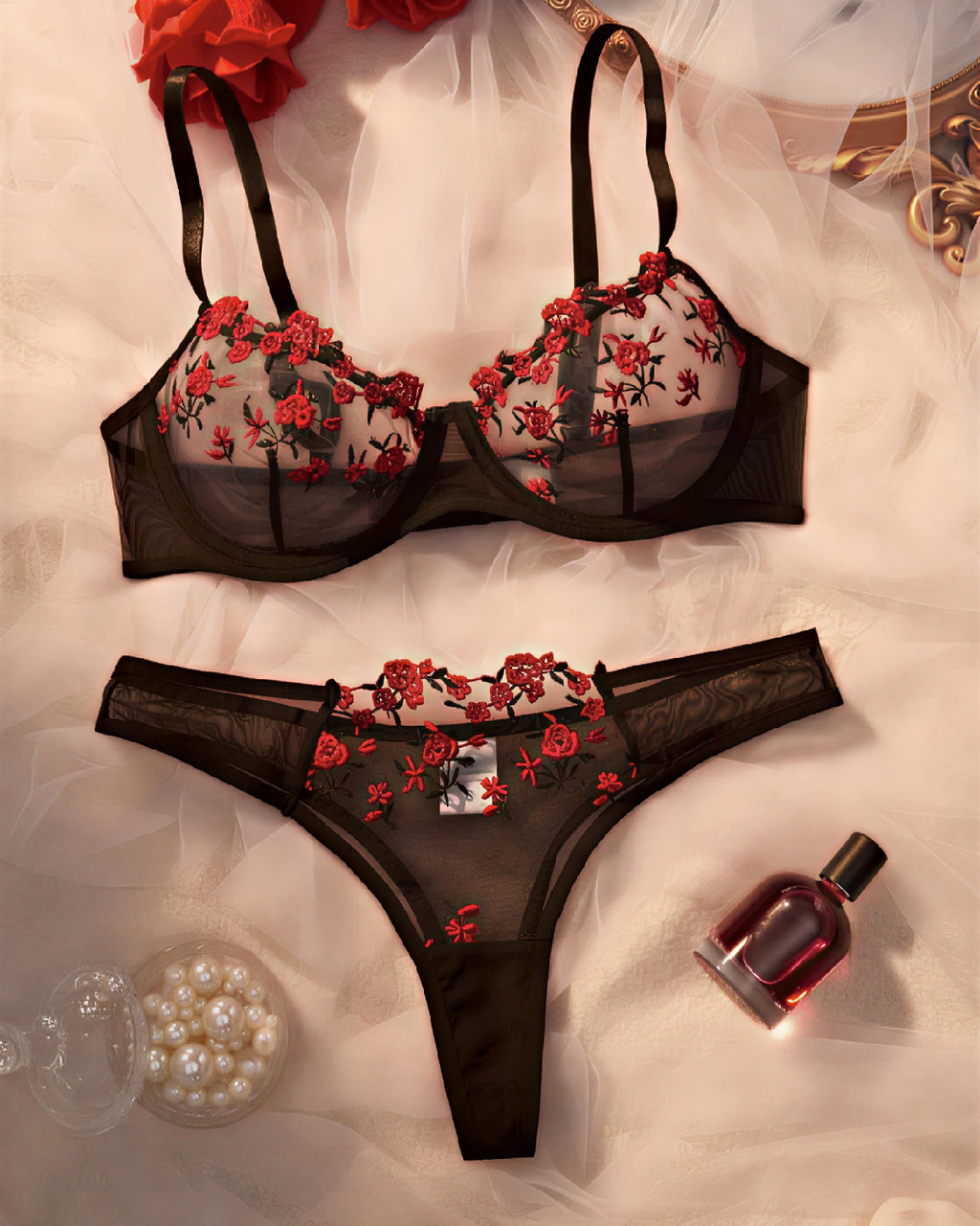 Turkish Mesh Bra And Panty Lingerie Set - Bespose