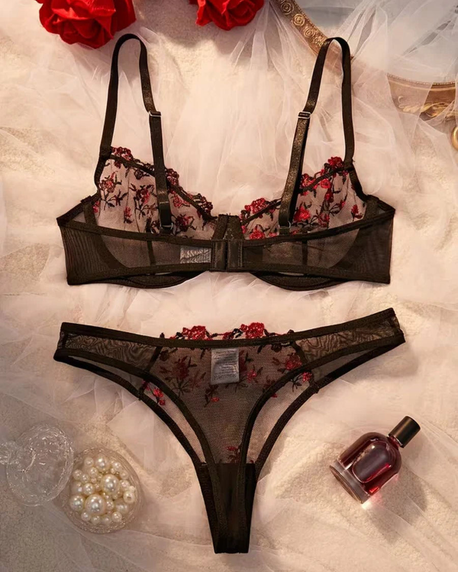 Turkish Mesh Bra And Panty Lingerie Set Back - Bespose