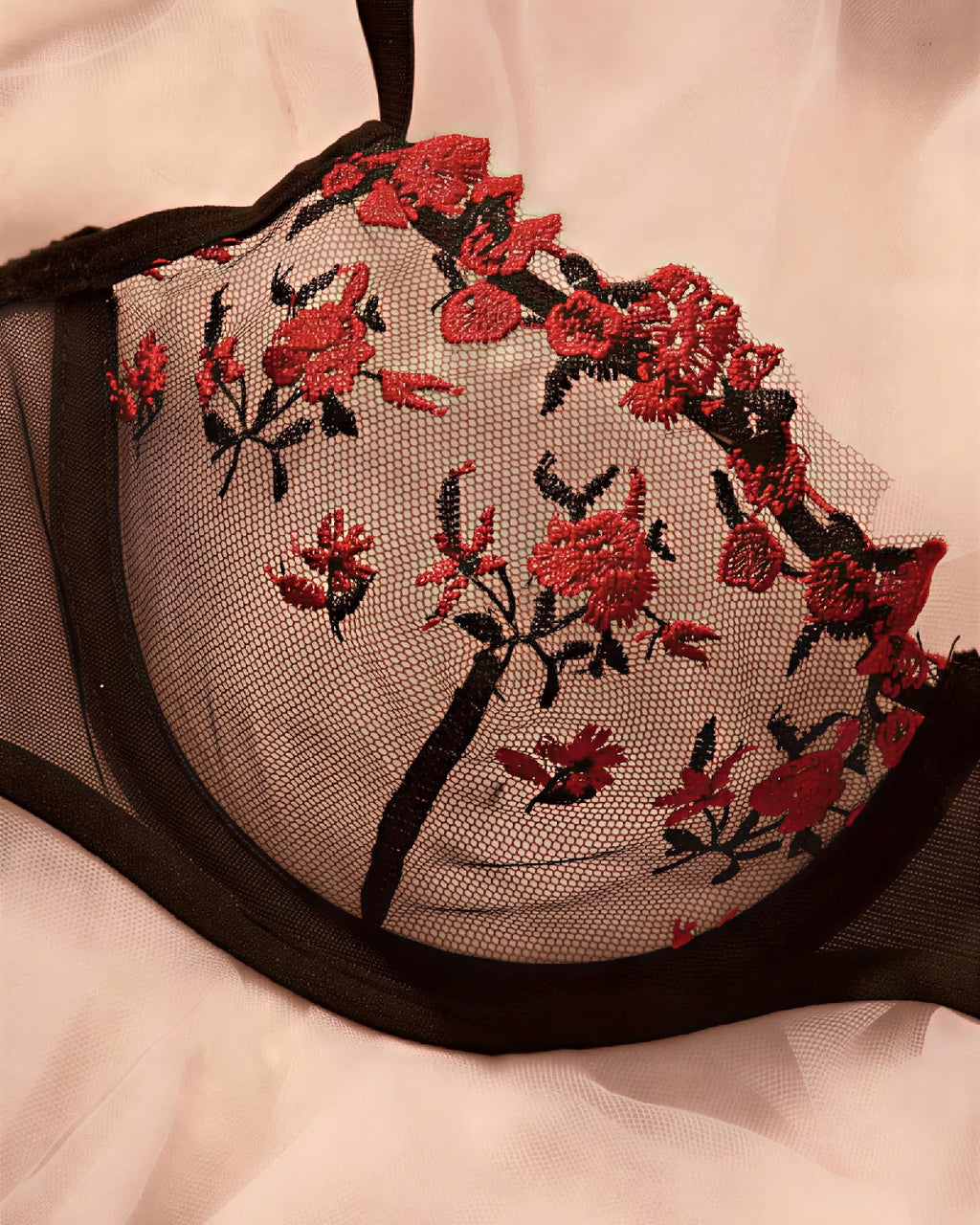 Turkish Mesh Bra And Panty Lingerie Set Closeup - Bespose