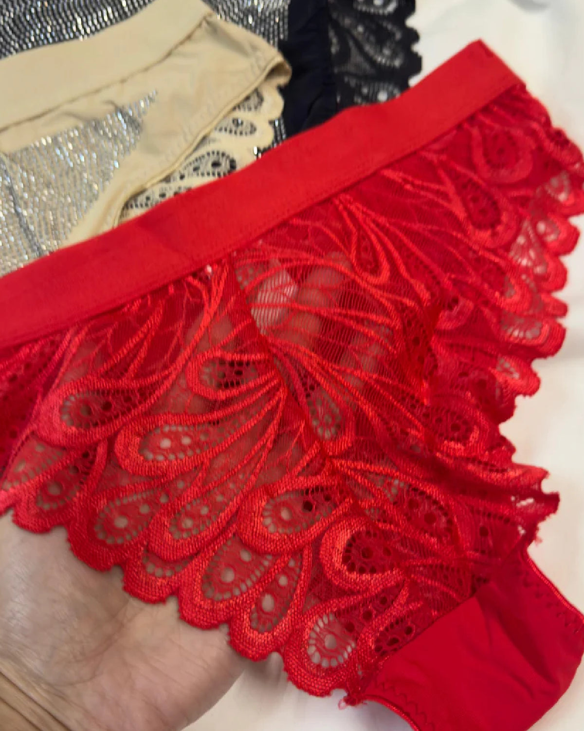 Women lace Shiny Rhinestone Panty Closeup - Bespose