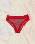 Women lace Shiny Rhinestone Panty Red - Bespose