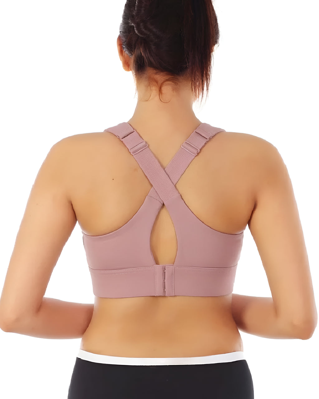 Womens Zipper Front High Strength Sports Pink Bra Back - Bespose