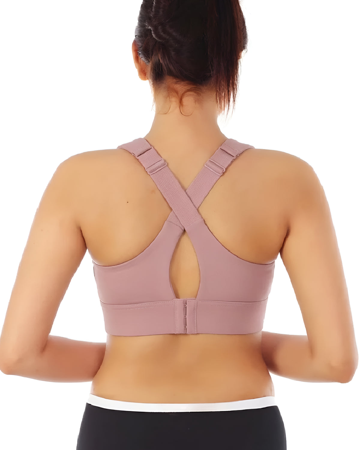 Womens Zipper Front High Strength Sports Pink Bra Back - Bespose