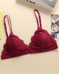 Women's French Lace Wireless Bralette Red - Bespose