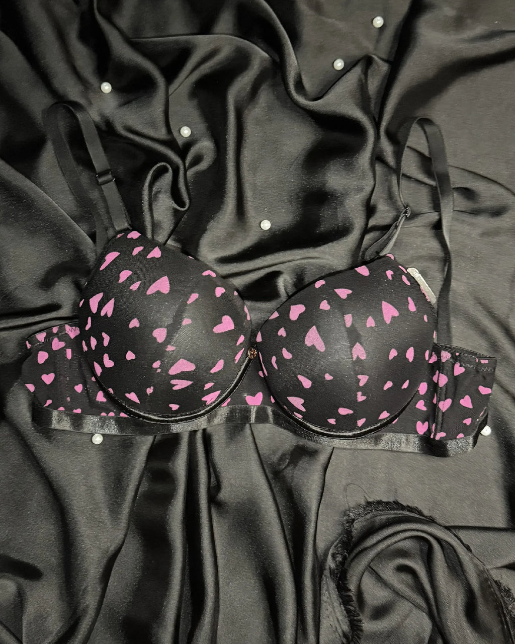 Womens Heart Print Push Up Bra - Bespose