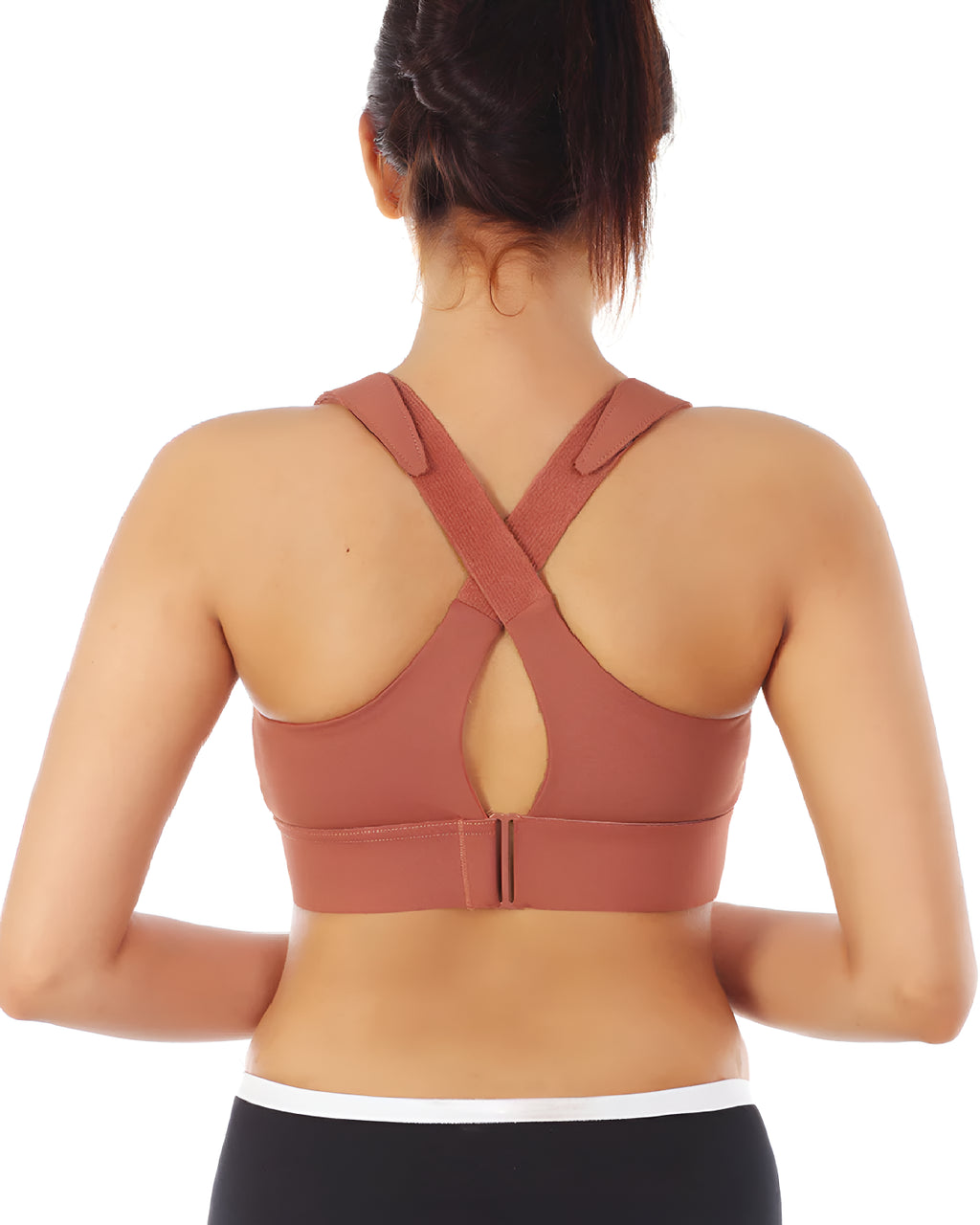 Womens Zipper Front High Strength Sports Bra Back - Bespose