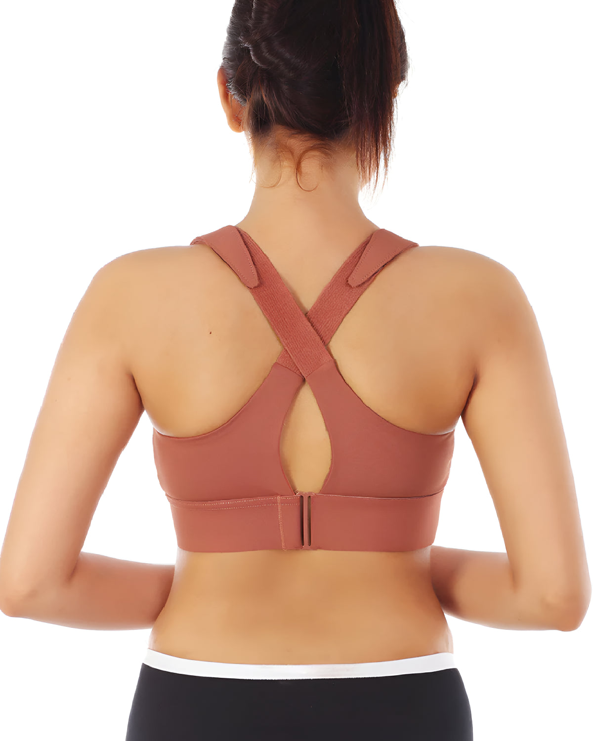Womens Zipper Front High Strength Sports Bra Back - Bespose