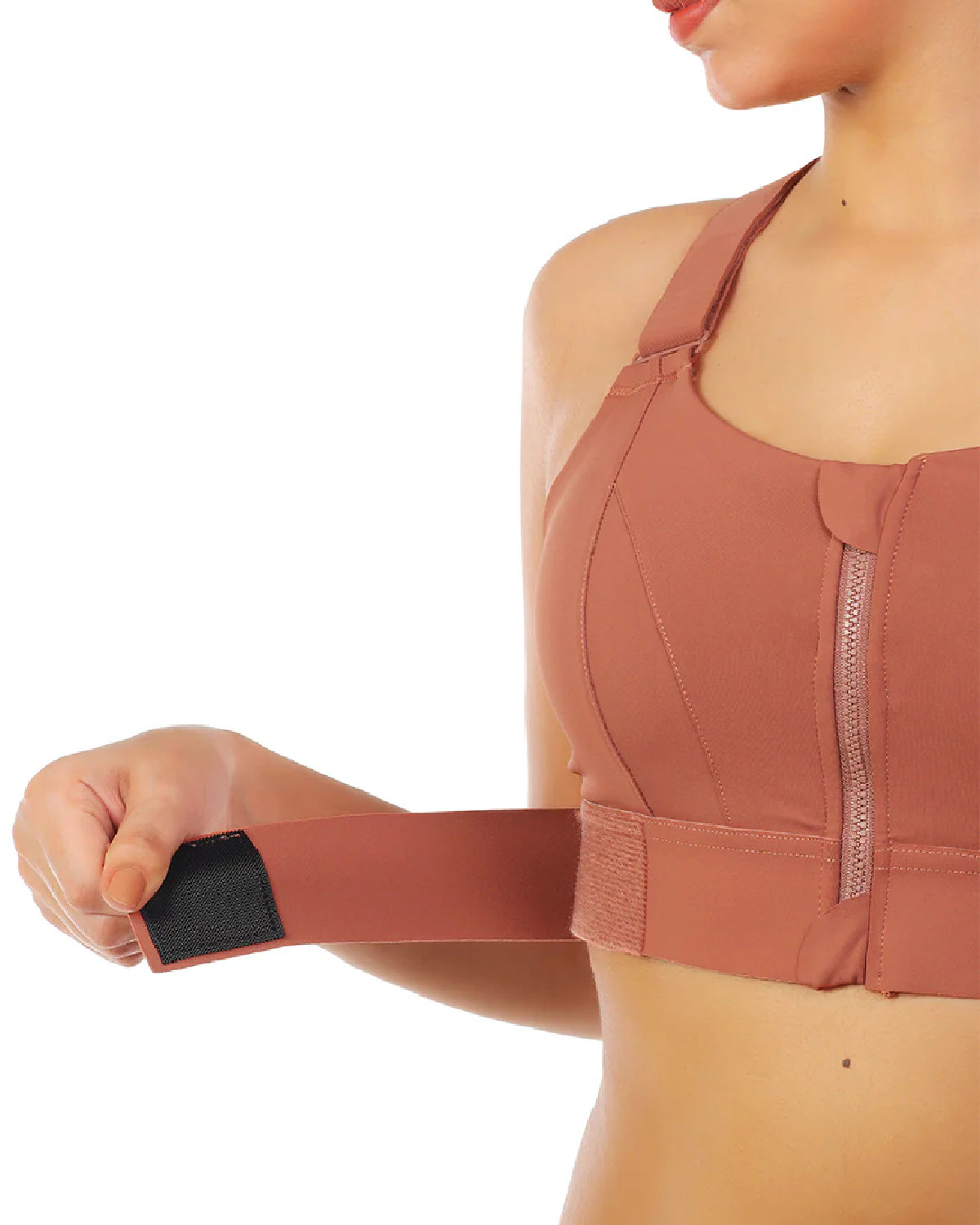 Womens Zipper Front High Strength Sports Bra Side - Bespose