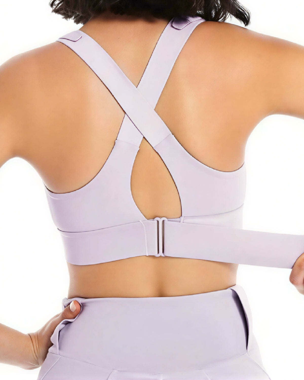 Womens Zipper Front High Strength Sports Purple Bra Back - Bespose