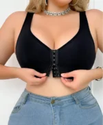 1pc Plus Size Simple Solid Front Closure Brassiere