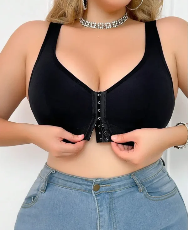 1pc Plus Size Simple Solid Front Closure Brassiere