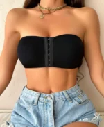NudeFit Women Front Closure Padded Black Underwire Bra Front Side