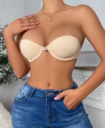 Shop The Solid Front-Close Strapless Cream Underwire Bra