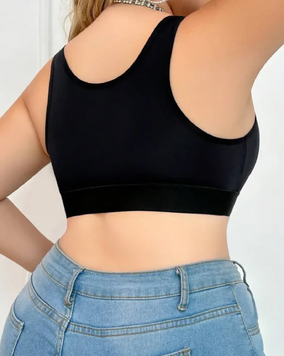 Shop the 1pc Plus Size Simple Solid Front Closure Brassiere Black