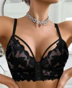 1pc Women Lace Front Closure Wireless Sexy Bra Front View