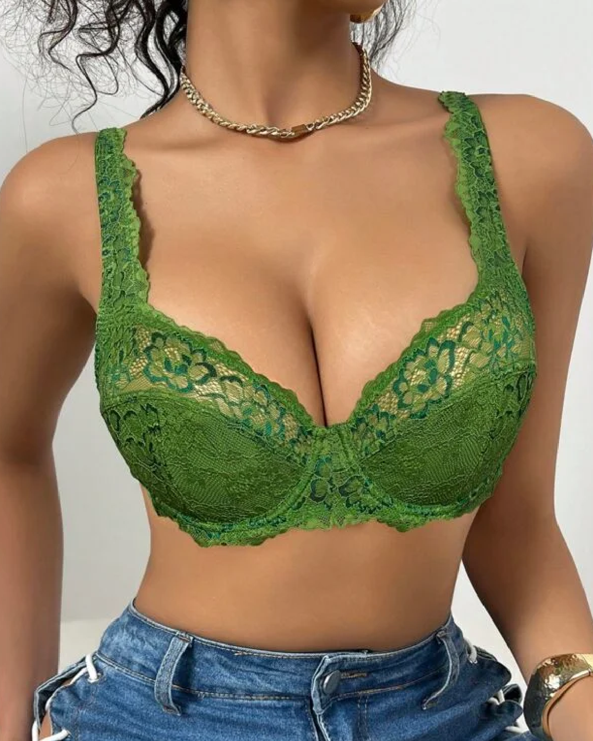 1pc Women's Lace Underwire push-up Bra Stripes