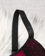 2pcs Plus Size Contrast Lace Minimalist Bra Set Strap