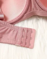 2pcs Women Plus Size Lace Spliced Solid Bra Set Hook