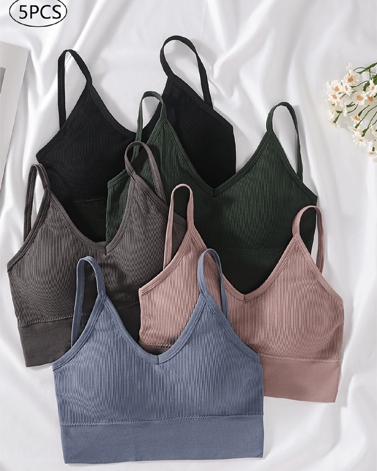 5pcsSet Backless Strap Bralette Bra Sets