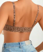 Leopard Print Front Closure Wireless Bra Back