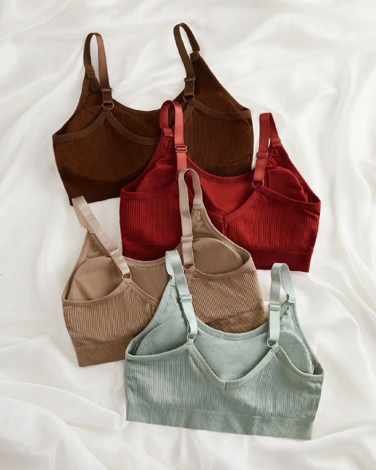 Women’s 4 Pack Light Support Wireless Bralette Set Back