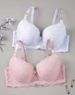 Plus Size 2 Pcs Women Lace Underwire Bra Set - Set 4