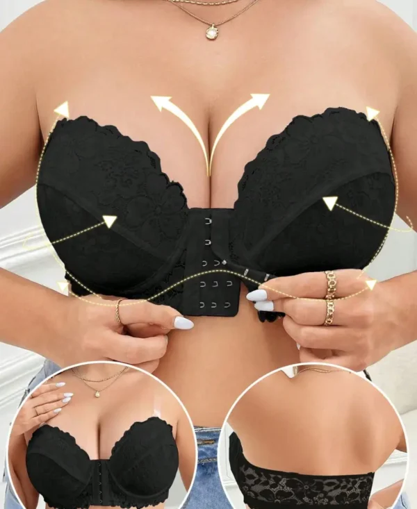Plus Size Front Hook Lace Wireless Comfort Bra
