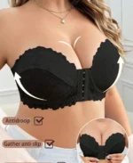 Plus Size Front Hook Lace Wireless Comfort Bra Close Up