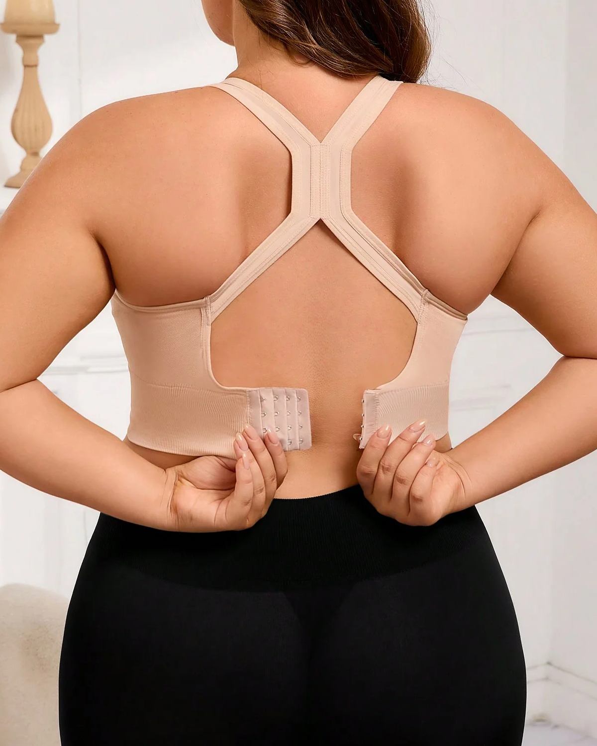 Plus Size Seamless Sports Bra, Shock-Proof & Lift-Up, Suitable For Running, Yoga Apricot