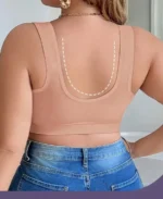Plus Size Women Front Closure Comfort Bra For Daily Wear Pink Back