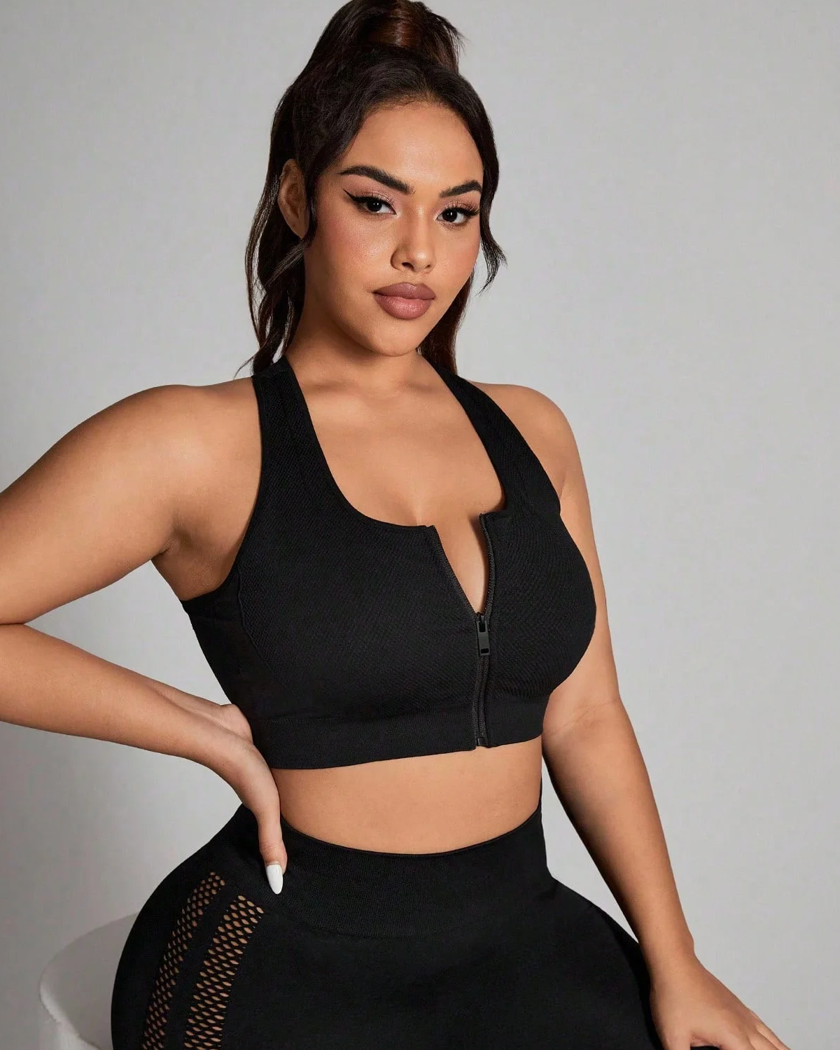 Rhythm Era Plus Size Solid Color Sleeveless Sports Bra Front