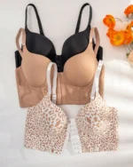 Shop The 3pcs Set Plus Size Front Close Wire-Free Padded Bra