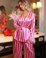 Shop The Women Valentine Day Striped Top And Pants Set