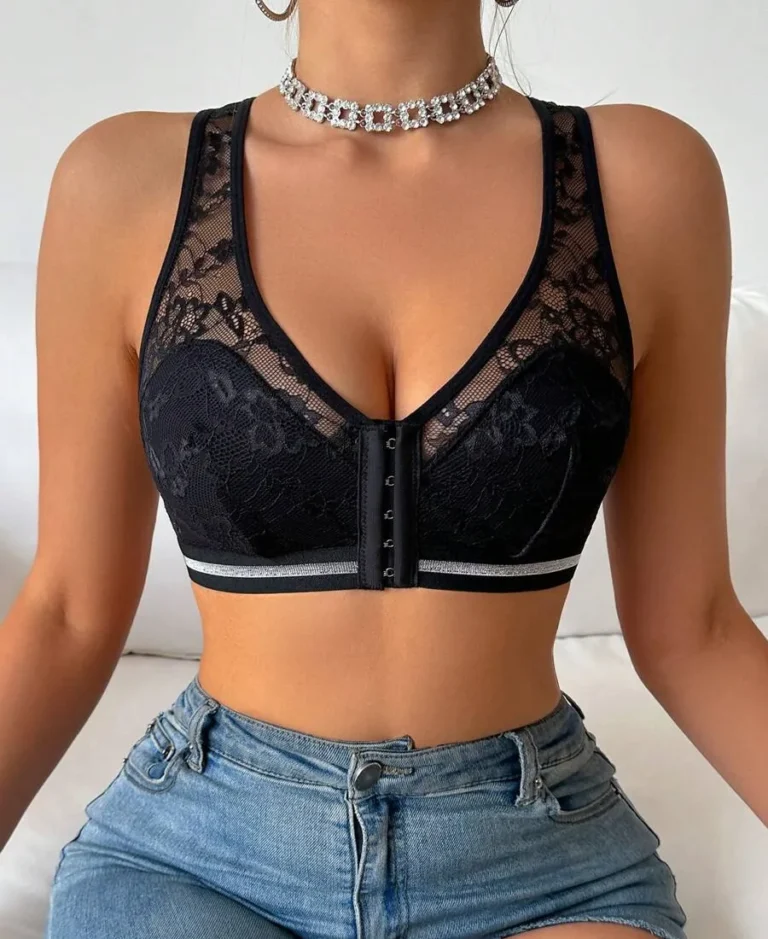 Shop The Women's Front Button Wireless Lace Patchwork Bra