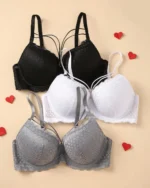 Women 3 Packs Multi-Color Plus Size Comfortable Bra