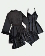 Women 4pcs Set V-Neck Dress Nightgown Back